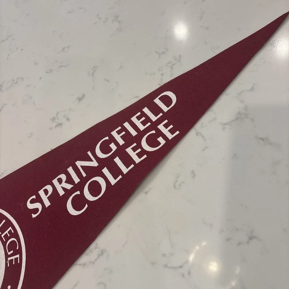 Vintage Springfield College Felt Pennant Banner 9x24 Spirit Mind Body NCAA Dorm